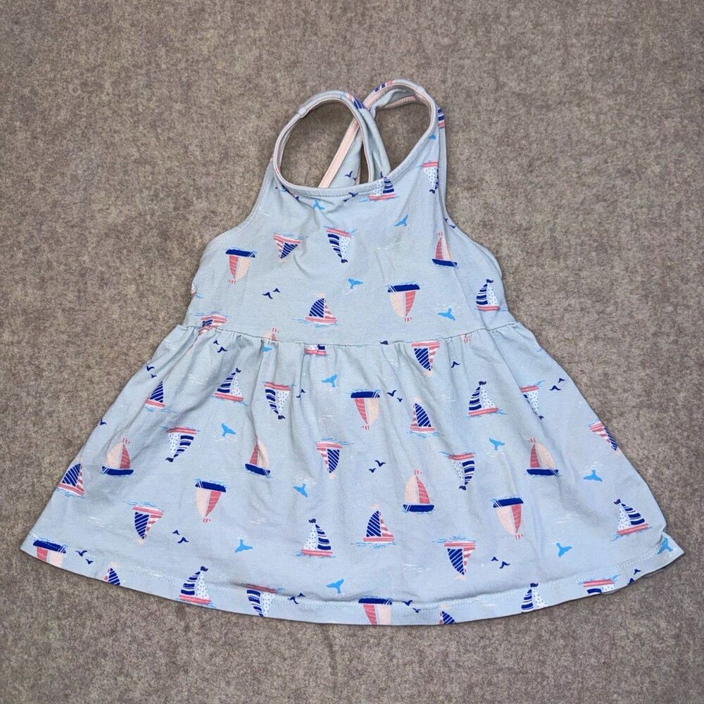 Tommy Bahama Girls 4T Blue Sailboat Knit Sleeveless Cotton Stretch Tank